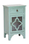 Cabinets Corner Kitchen Cabinet - 18" X 13" X 30" Turquoise MDF, Wood, Clear Glass Accent Cabinet with a Drawer and Door & Mirror Inserts HomeRoots