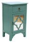 Cabinets Corner Kitchen Cabinet - 18" X 13" X 30" Turquoise MDF, Wood, Mirrored Glass Cabinet with a Drawer and a Door HomeRoots