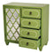 Cabinets Corner Kitchen Cabinet - 29'.5" X 14" X 30'.75" Green MDF, Wood, Mirrored Glass Cabinet with a Door Drawers and Arabesque Inserts HomeRoots