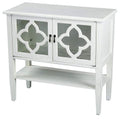 Cabinets Corner Kitchen Cabinet - 32" X 14" X 30" Antique White MDF, Wood, Clear Glass Console Cabinet with Doors and a Shelf HomeRoots