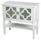 Cabinets Corner Kitchen Cabinet - 32" X 14" X 30" Antique White MDF, Wood, Clear Glass Console Cabinet with Doors and a Shelf HomeRoots