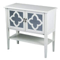 Cabinets Corner Kitchen Cabinet - 32" X 14" X 30" Antique White MDF, Wood, Mirrored Glass Console Cabinet with Doors and a Shelf HomeRoots