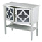 Cabinets Corner Kitchen Cabinet - 32" X 14" X 30" Antique White MDF, Wood, Mirrored Glass Console Cabinet with Doors and a Shelf HomeRoots