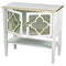 Cabinets Corner Kitchen Cabinet - 32" X 14" X 30" Antique White W/ Gold MDF, Wood, Clear Glass Console Cabinet with Doors and a Shelf HomeRoots