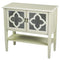 Cabinets Corner Kitchen Cabinet - 32" X 14" X 30" Beige MDF, Wood, Clear Glass Console Cabinet with Doors and a Shelf HomeRoots