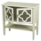 Cabinets Corner Kitchen Cabinet - 32" X 14" X 30" Beige MDF, Wood, Clear Glass Console Cabinet with Doors and a Shelf HomeRoots