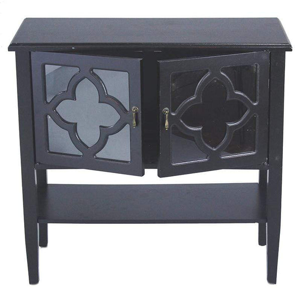Cabinets Corner Kitchen Cabinet - 32" X 14" X 30" Black MDF, Wood, Clear Glass Console Cabinet with Doors and a Shelf HomeRoots