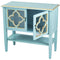 Cabinets Corner Kitchen Cabinet - 32" X 14" X 30" Light Blue W/ Gold MDF, Wood, Clear Glass Console Cabinet with Doors and a Shelf HomeRoots