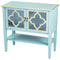 Cabinets Corner Kitchen Cabinet - 32" X 14" X 30" Light Blue W/ Gold MDF, Wood, Clear Glass Console Cabinet with Doors and a Shelf HomeRoots