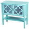 Cabinets Corner Kitchen Cabinet - 32" X 14" X 30" Turquoise MDF, Wood, Clear Glass Console Cabinet with Doors and a Shelf HomeRoots
