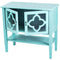 Cabinets Corner Kitchen Cabinet - 32" X 14" X 30" Turquoise MDF, Wood, Clear Glass Console Cabinet with Doors and a Shelf HomeRoots