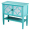 Cabinets Corner Kitchen Cabinet - 32" X 14" X 30" Turquoise MDF, Wood, Mirrored Glass Console Cabinet with Doors and a Shelf HomeRoots