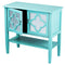 Cabinets Corner Kitchen Cabinet - 32" X 14" X 30" Turquoise MDF, Wood, Mirrored Glass Console Cabinet with Doors and a Shelf HomeRoots