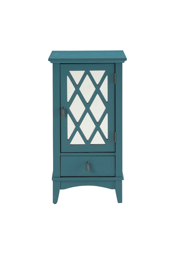 Cabinets Display Cabinet - 15'.7" X 15" X 30" Teal Floor Cabinet HomeRoots