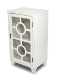 Cabinets Display Cabinet - 16'.75" X 12'.6" X 31" Antique White MDF, Wood, Clear Glass Accent Cabinet with a Door and Lattice Inserts HomeRoots