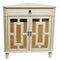 Cabinets Display Cabinet - 31" X 17" X 32" Antique White MDF, Wood, Mirrored Glass Corner Cabinet with a Drawer and Doors HomeRoots