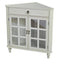 Cabinets Display Cabinet - 31" X 17" X 32" Beige MDF, Wood, Clear Glass Corner Cabinet with a Drawer Doors and Paned Inserts HomeRoots