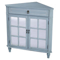 Cabinets Display Cabinet 31" X 17" X 32" Light Blue MDF, Wood, Mirrored Glass Corner Cabinet with a Drawer and Doors 1917 HomeRoots