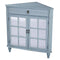 Cabinets Display Cabinet 31" X 17" X 32" Light Blue MDF, Wood, Mirrored Glass Corner Cabinet with a Drawer and Doors 1917 HomeRoots