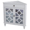 Cabinets Display Cabinet - 31" X 17" X 32" Light Sage MDF, Wood, Clear Glass Corner Cabinet with a Drawer and Doors HomeRoots