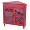 Cabinets Display Cabinet - 31" X 17" X 32" Red MDF, Wood, Clear Glass Corner Cabinet with a Drawer and Doors HomeRoots