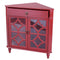 Cabinets Display Cabinet - 31" X 17" X 32" Red MDF, Wood, Clear Glass Corner Cabinet with a Drawer and Doors HomeRoots