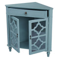 Cabinets Display Cabinet - 31" X 17" X 32" Turquoise MDF, Wood, Clear Glass Corner Cabinet with a Drawer and Doors HomeRoots