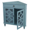 Cabinets Display Cabinet - 31" X 17" X 32" Turquoise MDF, Wood, Clear Glass Corner Cabinet with a Drawer and Doors HomeRoots