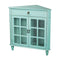 Cabinets Display Cabinet - 31" X 17" X 32" Turquoise MDF, Wood, Clear Glass Corner Cabinet with a Drawer Doors and Paned Inserts HomeRoots