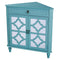 Cabinets Display Cabinet 31" X 17" X 32" Turquoise MDF, Wood, Mirrored Glass Corner Cabinet with a Drawer and Doors 1925 HomeRoots