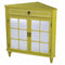 Cabinets Display Cabinet - 31" X 17" X 32" Yellow MDF, Wood, Mirrored Glass Corner Cabinet with a Drawer and Doors HomeRoots