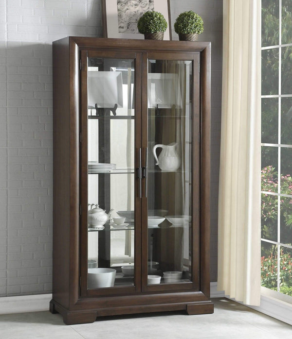 Cabinets Display Cabinet - 44" X 19" X 78" Tobacco Rectangular Display Cabinet HomeRoots