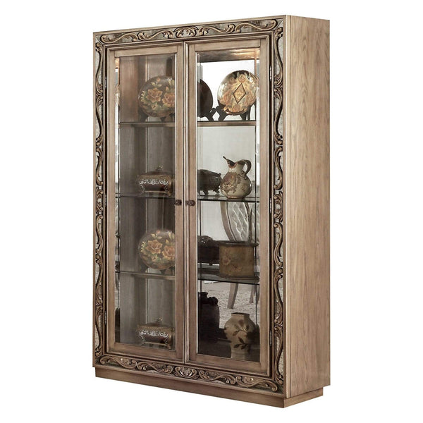 Cabinets Display Cabinet - 46" X 18" X 80" Antique Gold Curio Cabinet HomeRoots