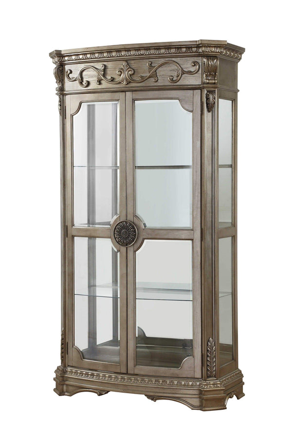 Cabinets Display Cabinet - 47" X 21" X 84" Antique Champagne Curio Cabinet HomeRoots