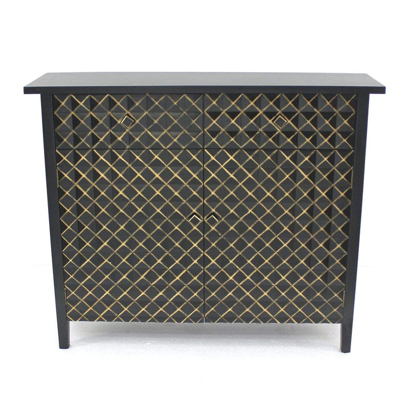 Cabinets Drawer Cabinet - 12" x 43" x 36" Black & Gold, Vintage, Drawer - Cabinet HomeRoots