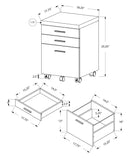 Cabinets Drawer Cabinet - 17'.75" x 18'.25" x 25'.25" Dark Taupe, Black, Particle Board, 3 Drawers - Filing Cabinet HomeRoots