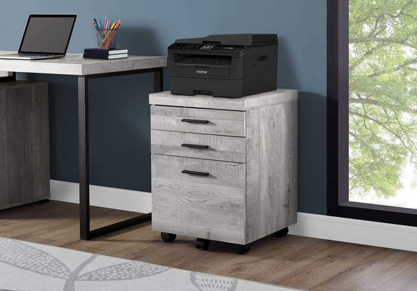 Cabinets Drawer Cabinet - 25.25" Grey Particle Board and MDF Filing Cabinet with 3 Drawers HomeRoots