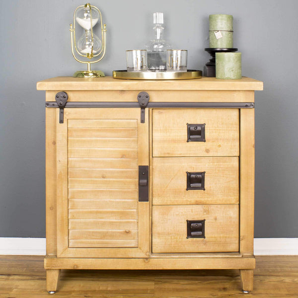 Cabinets Drawer Cabinet - 31" X 15" X 30" Natural Wood Iron, Wood, MDF Accent Cabinet with Doors and Drawers HomeRoots