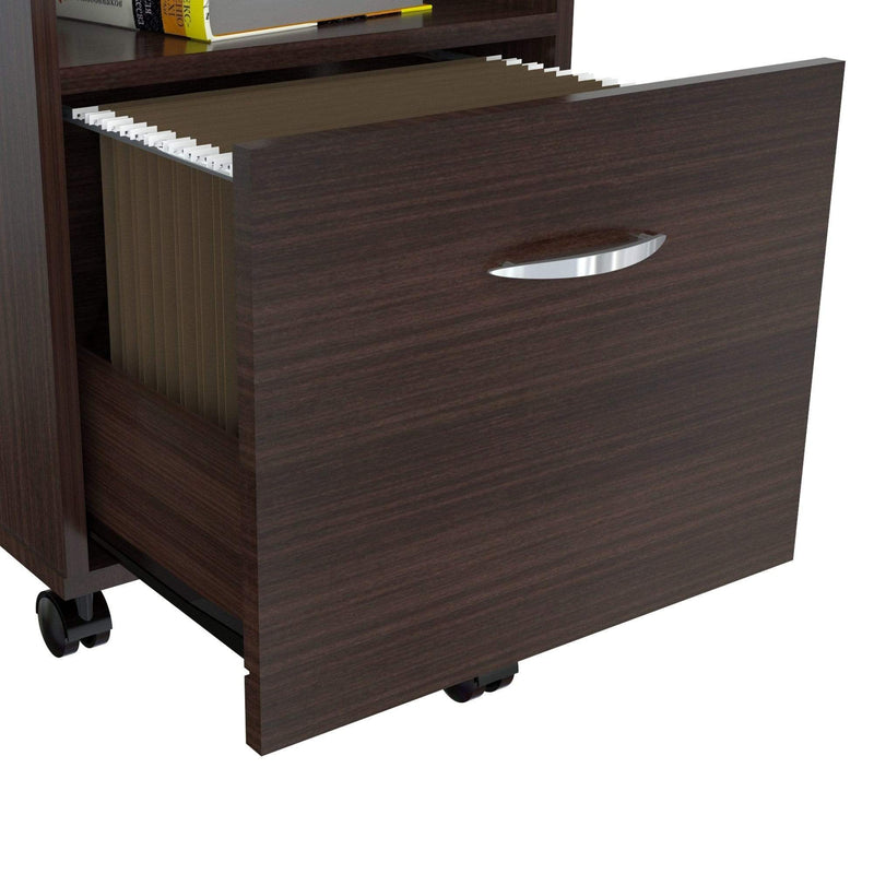 Cabinets Filing Cabinets - 23" Espresso Melamine and Engineered Wood File Cabinet with a Drawer HomeRoots