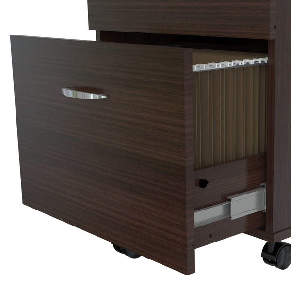 Cabinets Filing Cabinets - 27.6" Espresso Melamine and Engineered Wood File Cabinet with Two Drawers HomeRoots