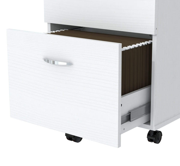 Cabinets Filing Cabinets - 27.6" White Composite Solid Wood File Cabinet with Two Drawers HomeRoots