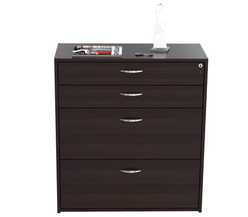 Cabinets Filing Cabinets - 38.7" Espresso Melamine and Engineered Wood Filing Cabinet with 4 Drawers HomeRoots