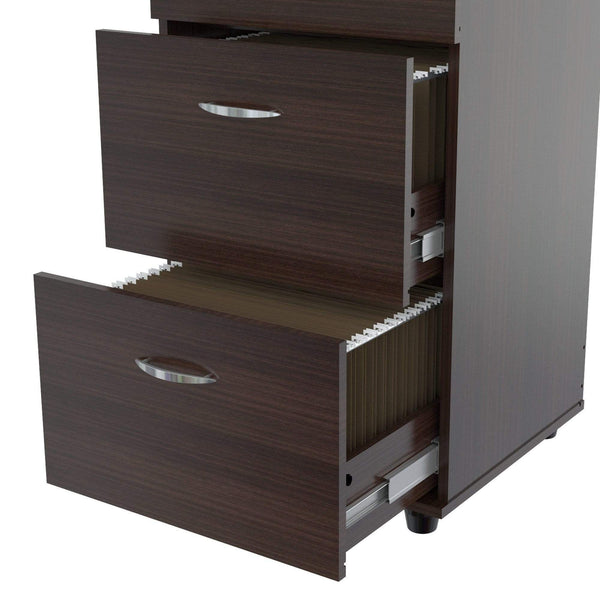 Cabinets Filing Cabinets - 52" Espresso Melamine and Engineered Wood File Cabinet with 4 Drawers HomeRoots