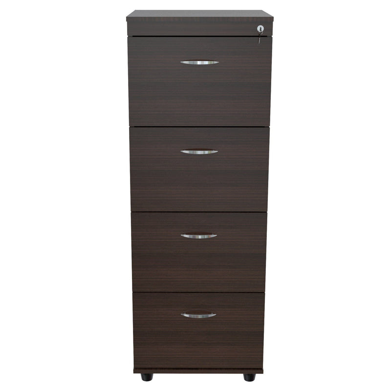 Cabinets Filing Cabinets - 52" Espresso Melamine and Engineered Wood File Cabinet with 4 Drawers HomeRoots