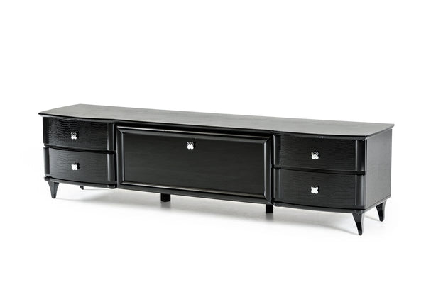 Cabinets Glass Cabinet - 22" Black Crocodile Lacquer Glass TV Cabinet HomeRoots