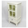 Cabinets Glass Door Cabinet - 18" X 13" X 36" Antique White MDF, Wood, Clear Glass Accent Cabinet with a Door and a Drawer HomeRoots