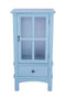 Cabinets Glass Door Cabinet - 18" X 13" X 36" Aqua MDF, Wood, Clear Glass Accent Cabinet with a Door and Drawer and Paned Inserts HomeRoots