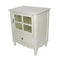 Cabinets Glass Door Cabinet - 22'.5" X 16" X 28" Antique White MDF, Wood, Clear Glass Cabinet with a Drawer and a Door HomeRoots