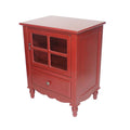 Cabinets Glass Door Cabinet - 22'.5" X 16" X 28" Red MDF, Wood, Clear Glass Accent Cabinet with a Drawer and Door and Paned Inserts HomeRoots
