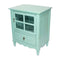 Cabinets Glass Door Cabinet - 22'.5" X 16" X 28" Turquoise MDF, Wood, Clear Glass Accent Cabinet with a Drawer and Door & Paned Inserts HomeRoots